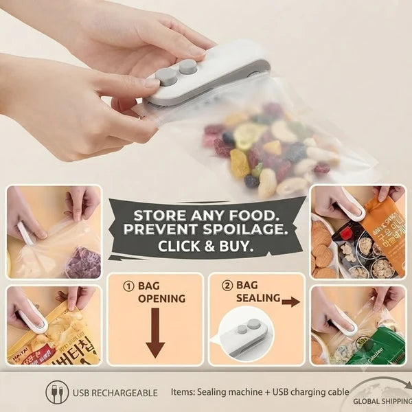 2 in 1 Portable Bag Sealer & Cutter (USB Rechargeable)