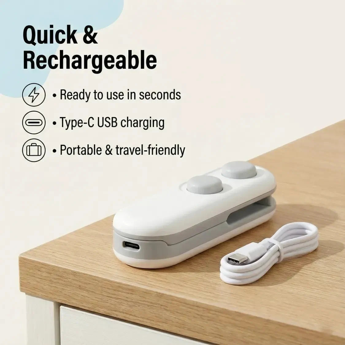 2 in 1 Portable Bag Sealer & Cutter (USB Rechargeable)