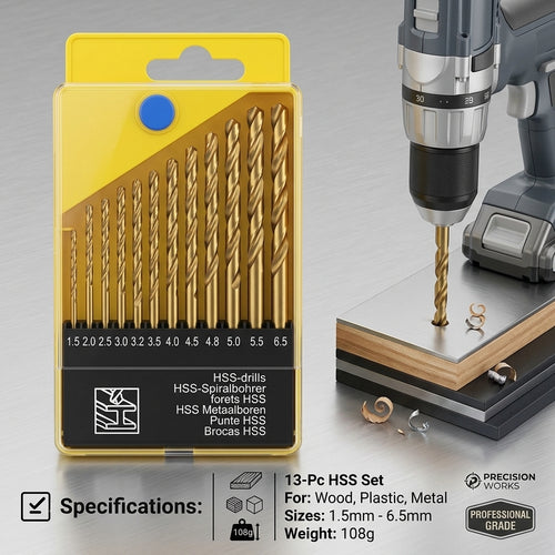 13-Piece Heavy-Duty Alloy Drill Bit Set – Tough & Durable