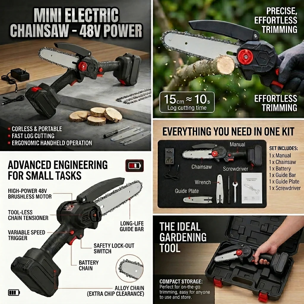 Powerful Cordless Electric Chainsaw – Portable Tree & Wood Cutter